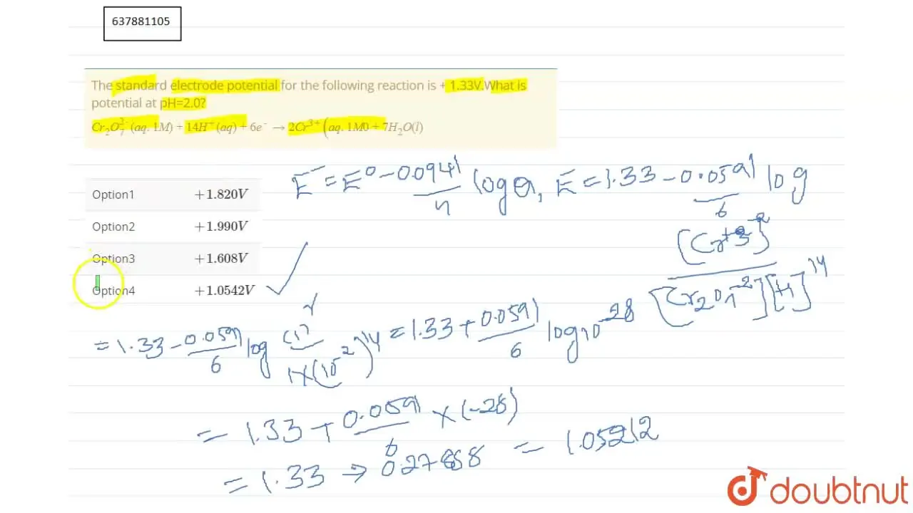 [Telugu] The standard electrode potential for the following reaction i