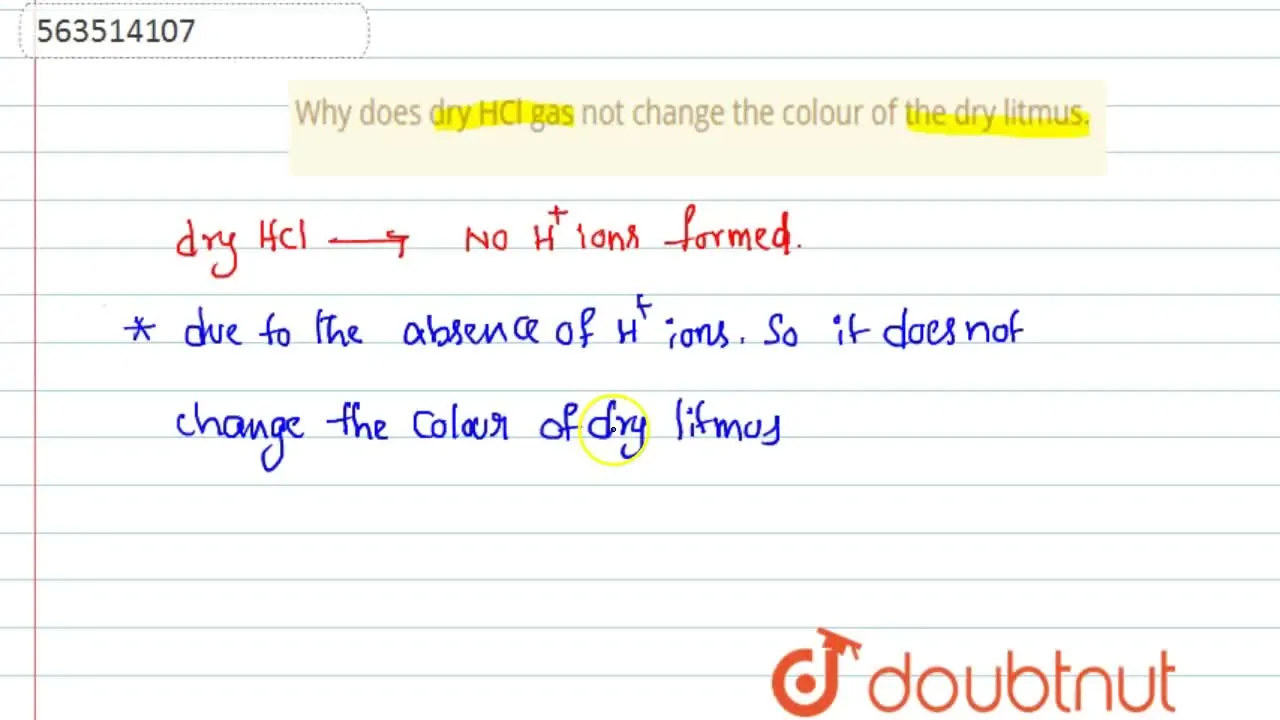 [Kannada] Why does dry HCl gas not change the colour of the dry litmus
