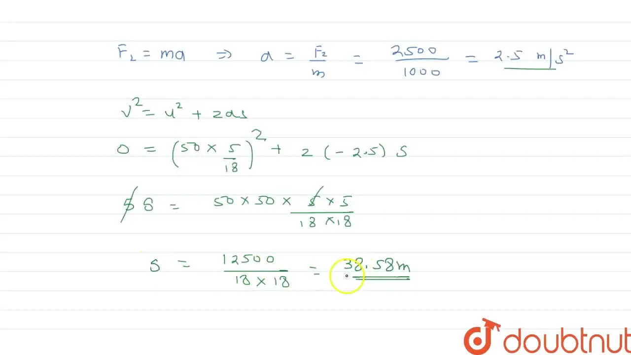[Marathi] A hydraulic brake system of a car of mass 1000 kg having spe