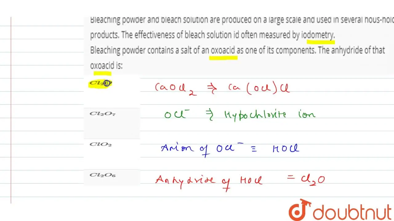 Bleaching powder and bleach solution are produced on a large scale and