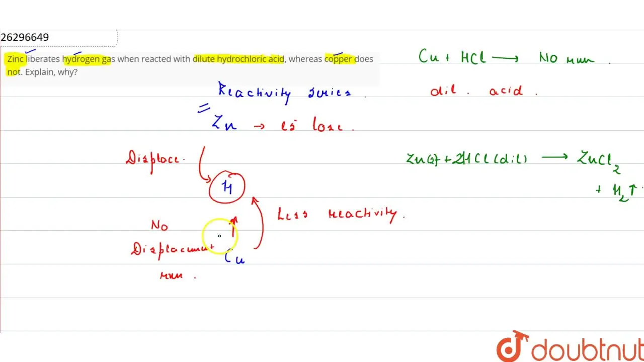 Zinc liberates hydrogen gas when reacted with dilute hydrochloric acid