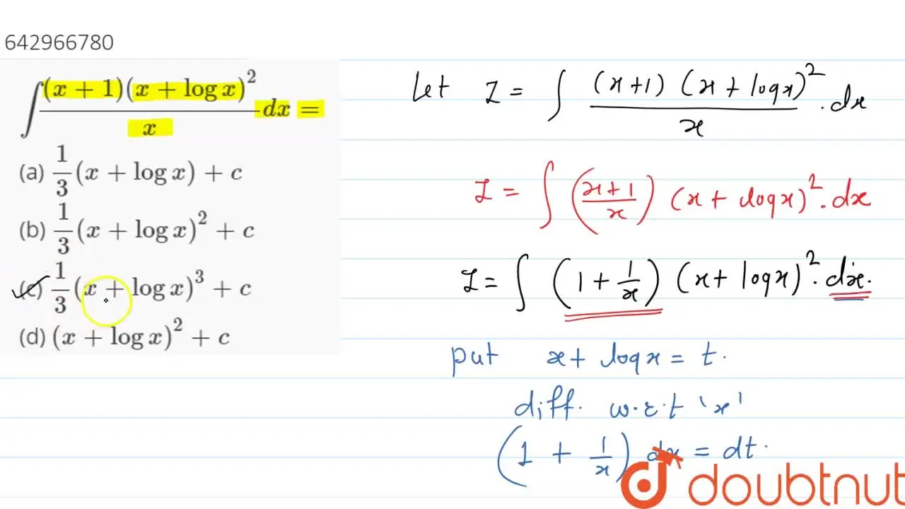 [Marathi] int((x+1)(x+logx)^2)/xdx=