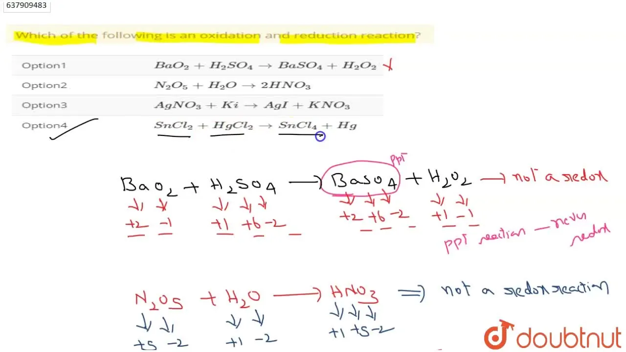 [Telugu] Which of the following is an oxidation and reduction reaction