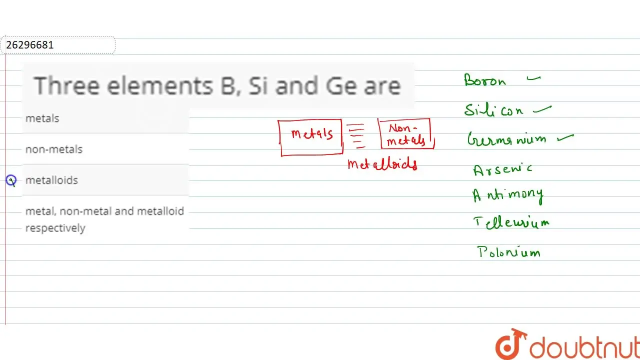 Three elements B, Si and Ge are