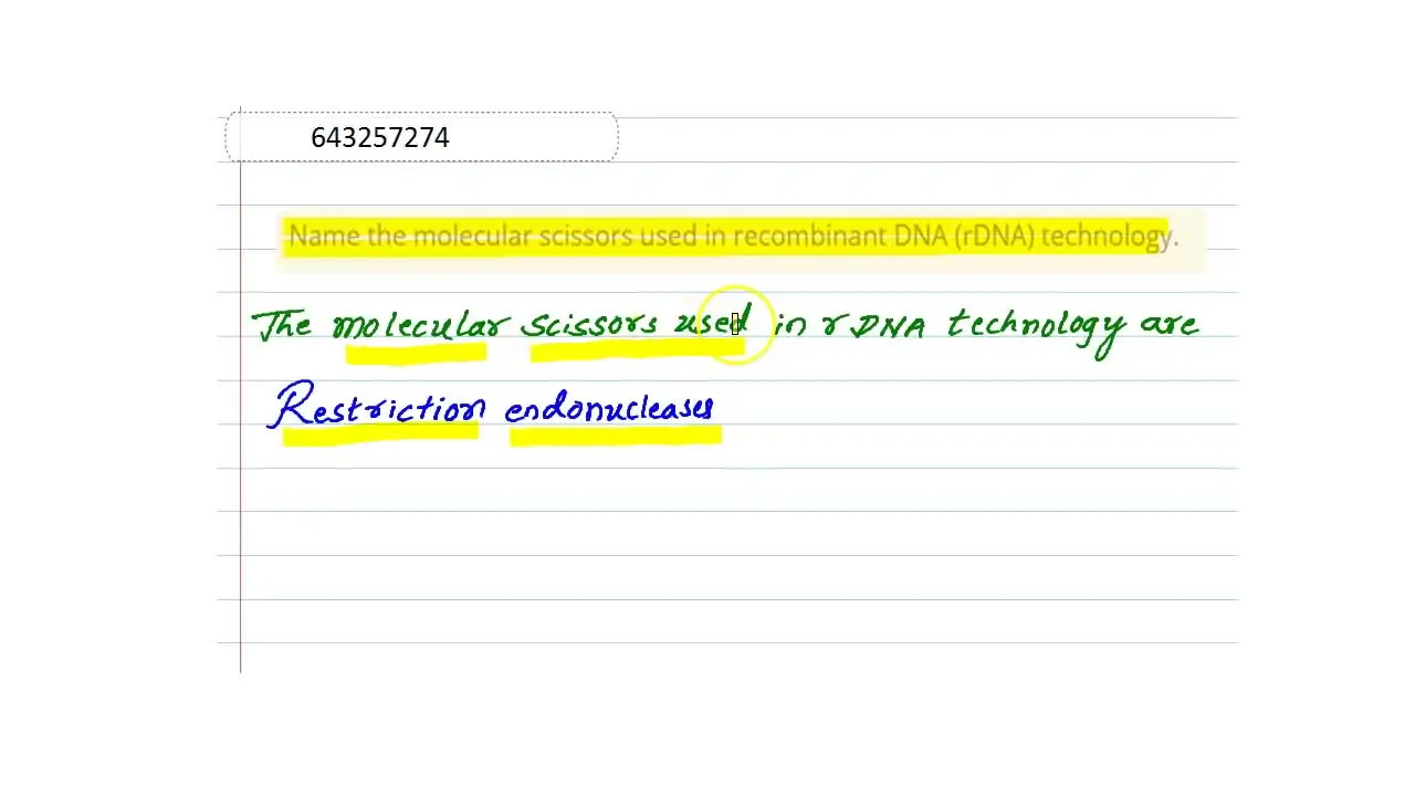 [Kannada Solution] Name the molecular scissors used in DNA