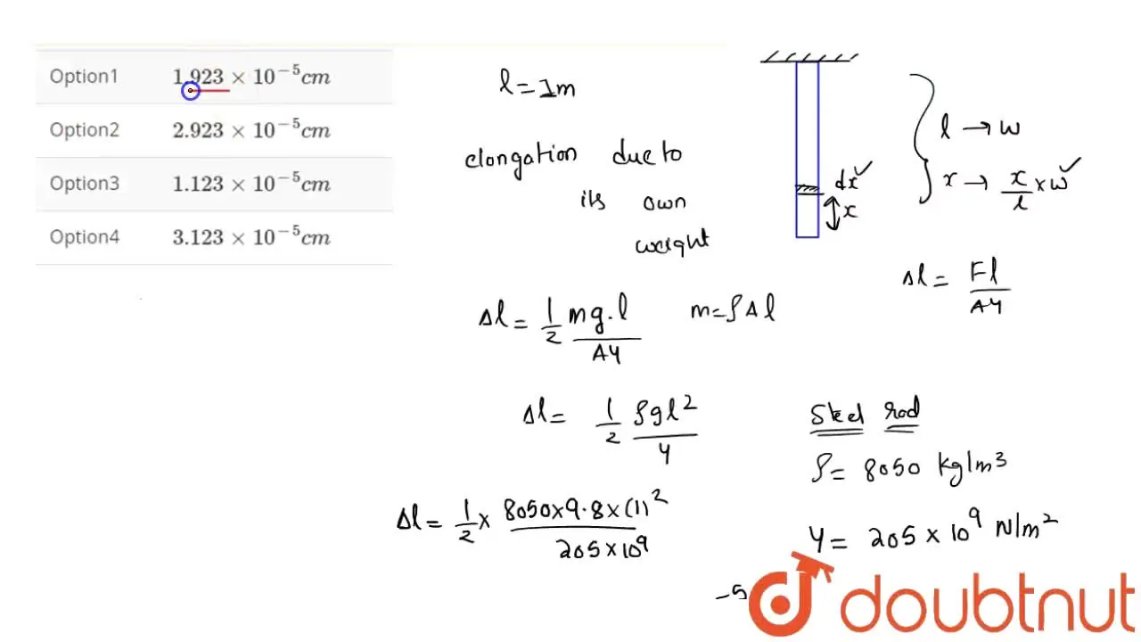 [Telugu] A uniform steel rod of length 1m and area of cross section 20