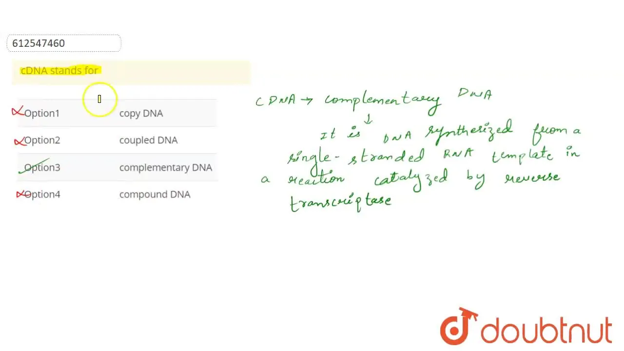 [Telugu Solution] cDNA stands for