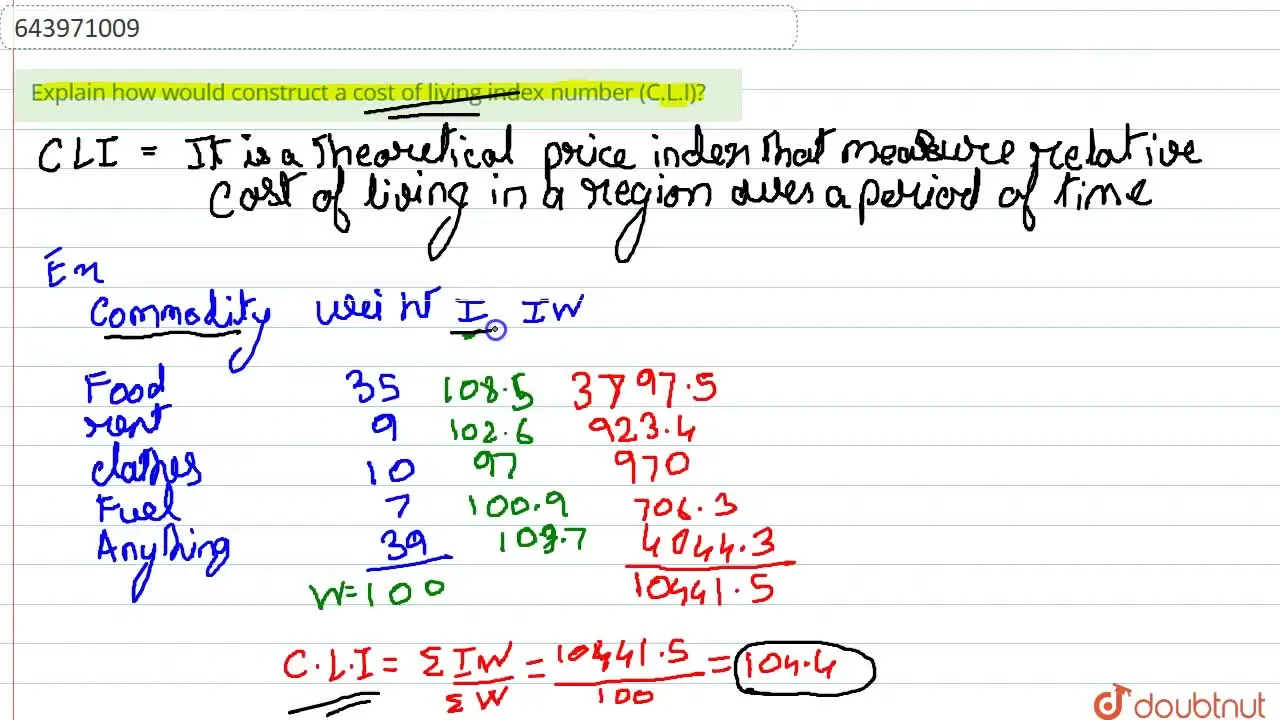 [Bengali] Explain How Would Construct A Cost Of Living Index Number (C