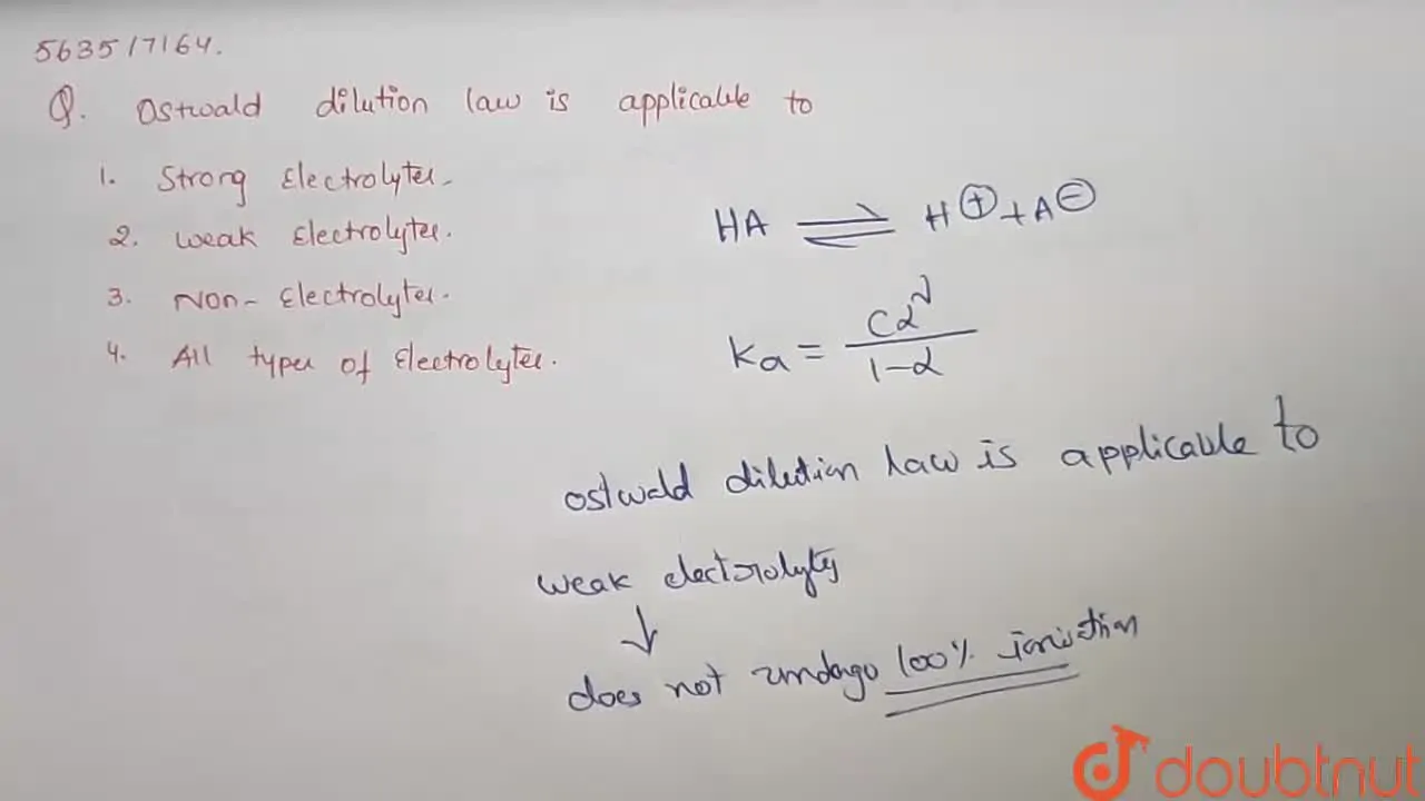 [Telugu] Ostwald dilution law is applicable to