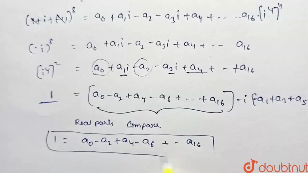 Telugu] (1 + x+x^2)^8 = a0 + a1x +…….+a16 x^16 then a0 - a2 + a4 - a6
