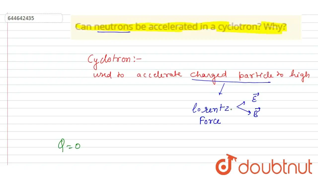 Can neutrons be accelerated in a cyclotron? Why?