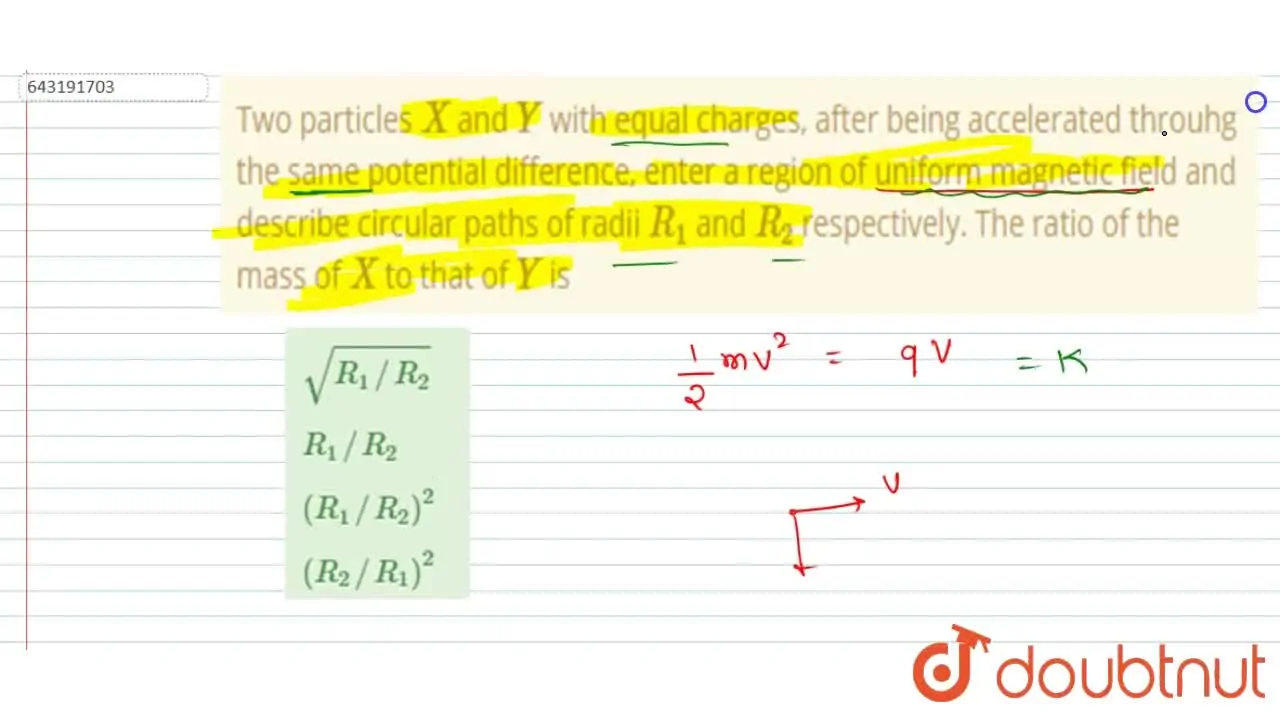 Two Prticles A And B Having Equal Charges, After Being Accelerated Thr