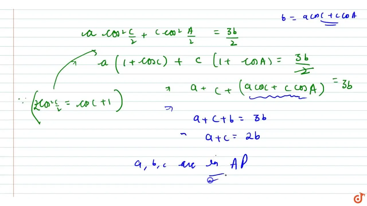 If in a triangle a cos^2C/2+cos^2A/2=(3b)/2, then find the relation be