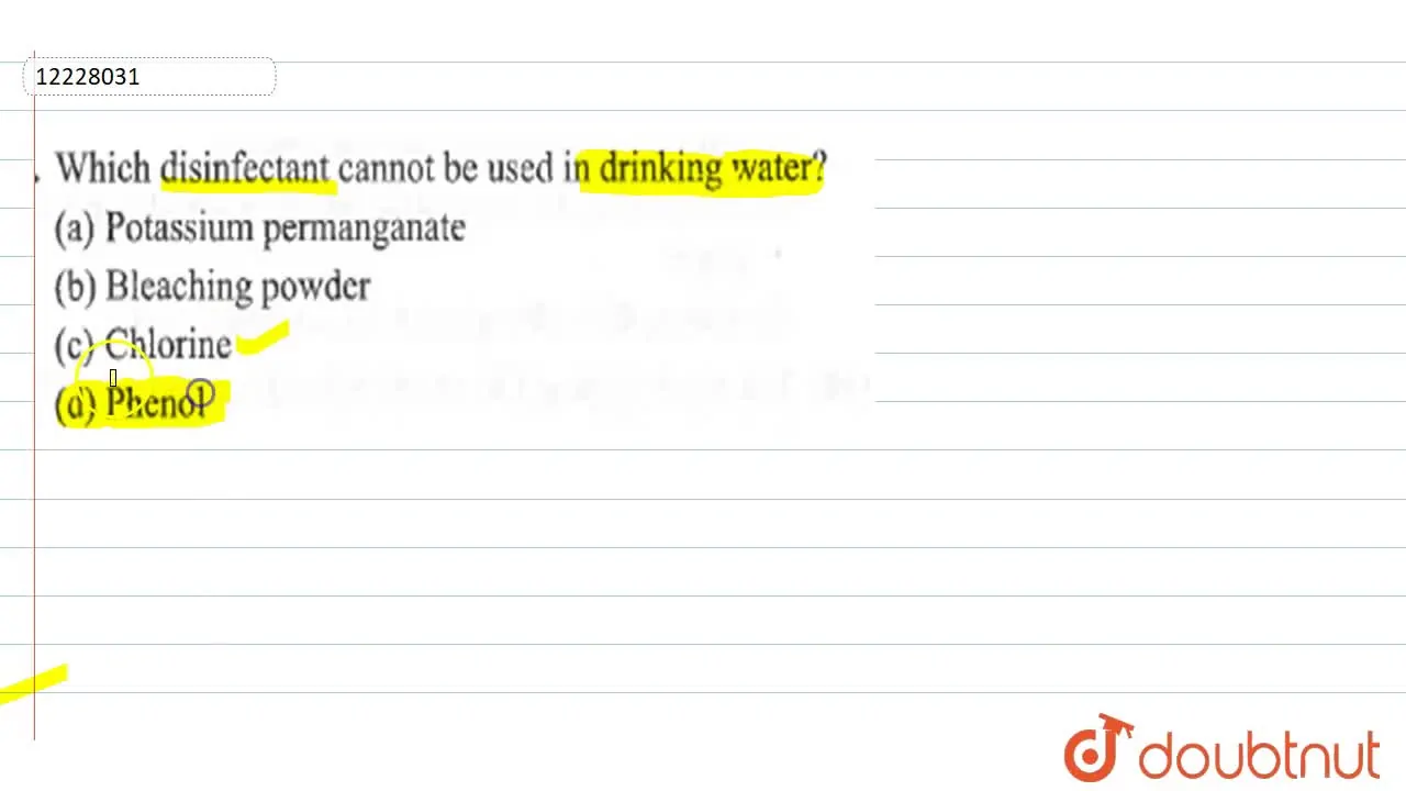 Which disinfectant cannot be used in drinking water?