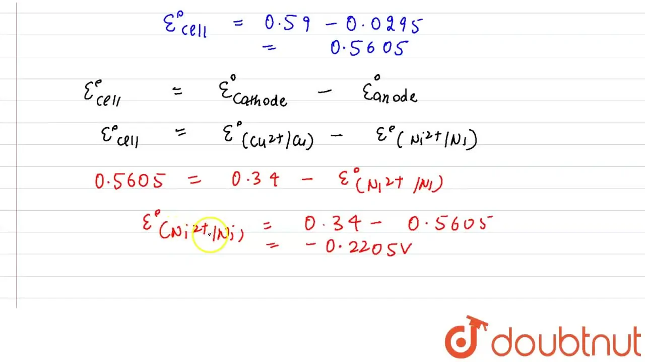 [Punjabi] Calculate the standard electrode potential of Ni2+/Ni electr