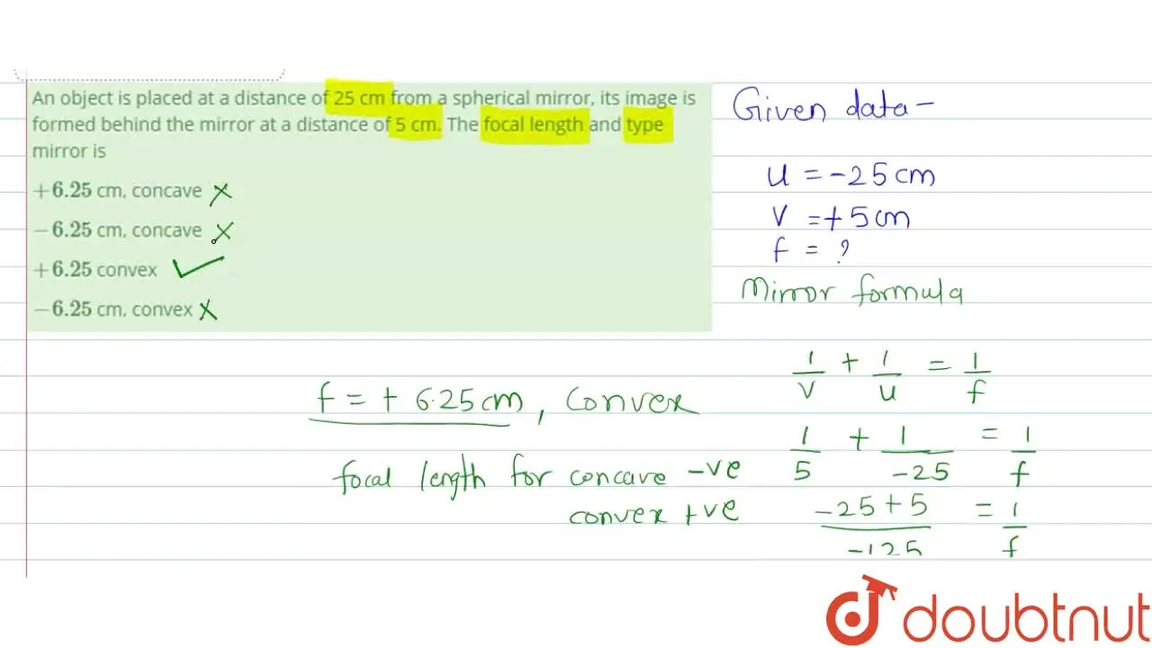 [Marathi] An object is placed at a distance of 25 cm from a spherical