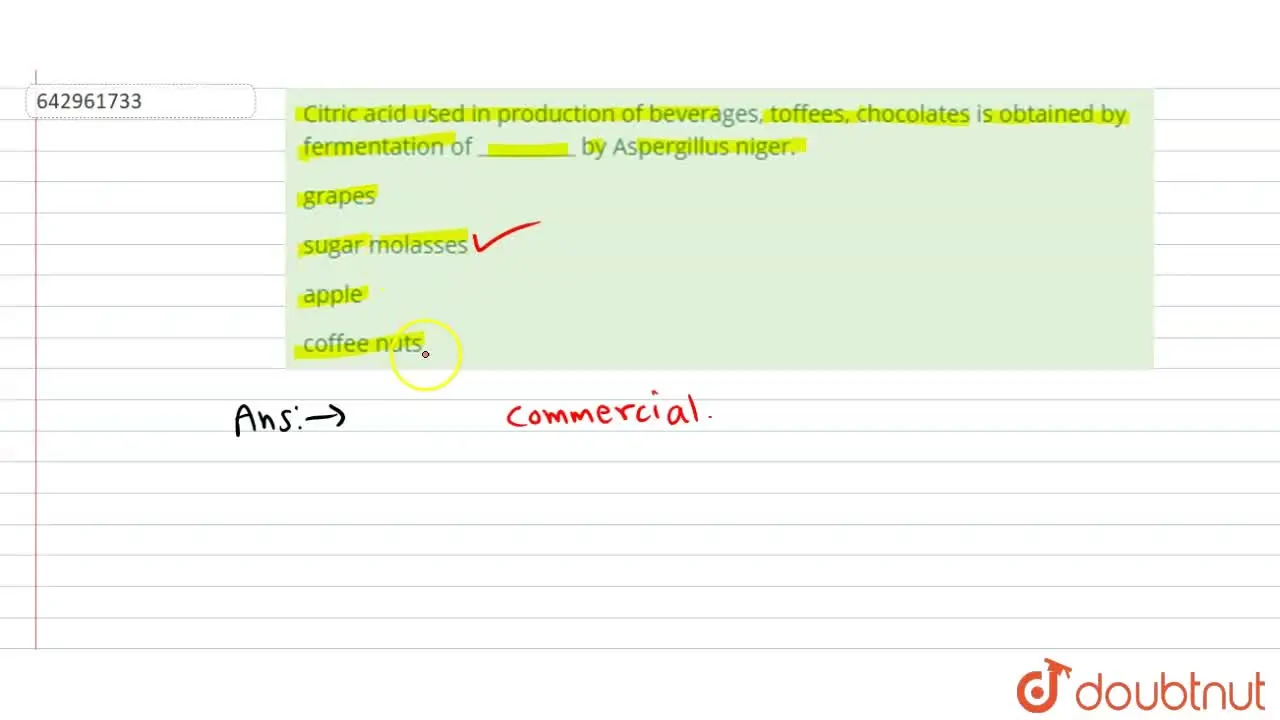 [Marathi Solution] Citric acid used in production of beverages, toffee
