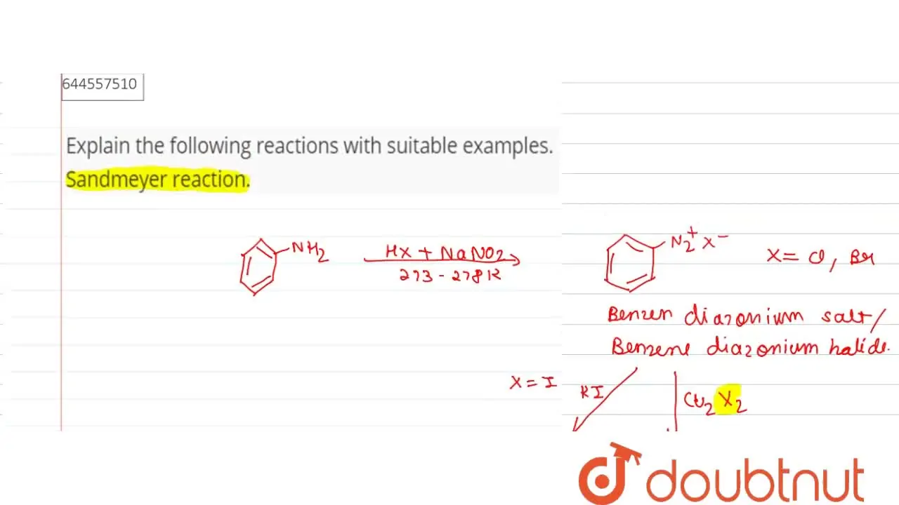 Explain The Following Reactions With Suitable Examples Sandmeyer Re 