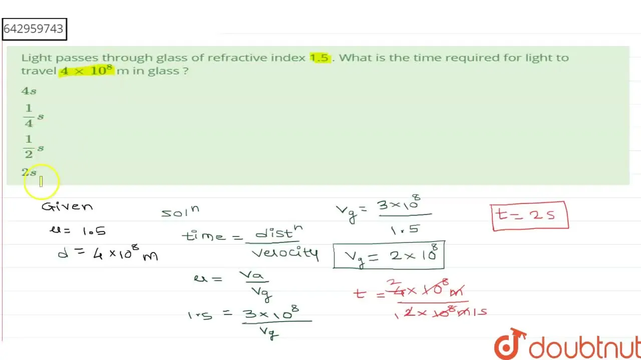 [Marathi] Light passes through glass of refractive index 1.5 . What i