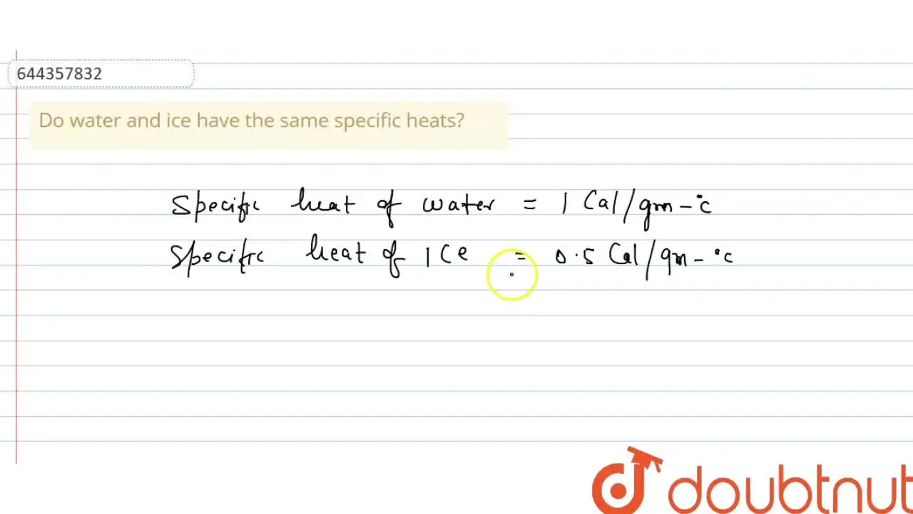 Do water and ice have the same specific heats?
