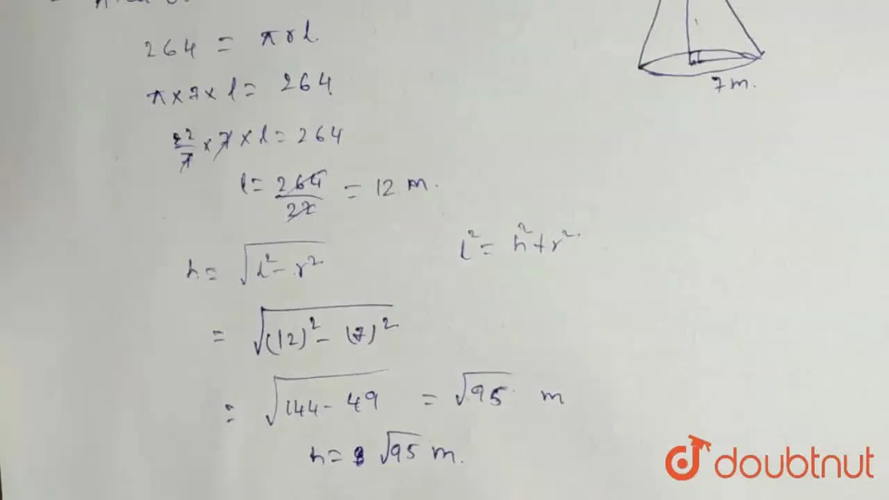 [Telugu] The area of a sectorshaped canvas cloth is 264 m^(2). With t