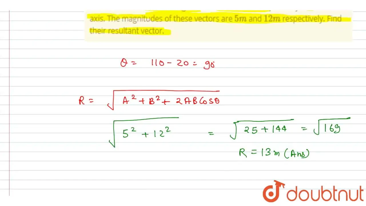 A Vector Vec(A) And Vec(B) Make Angles Of 20^(@) And 110^(@) Respectiv