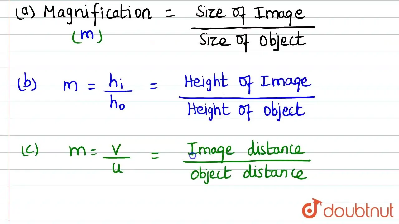 [Tamil] a. What is meant by magnification 'm' ? b. Give the mathema