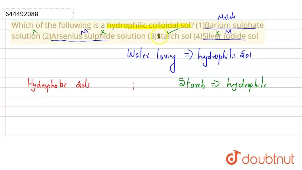 [Malayalam] Which of the following is a hydrophilic colloidal sol? (1)