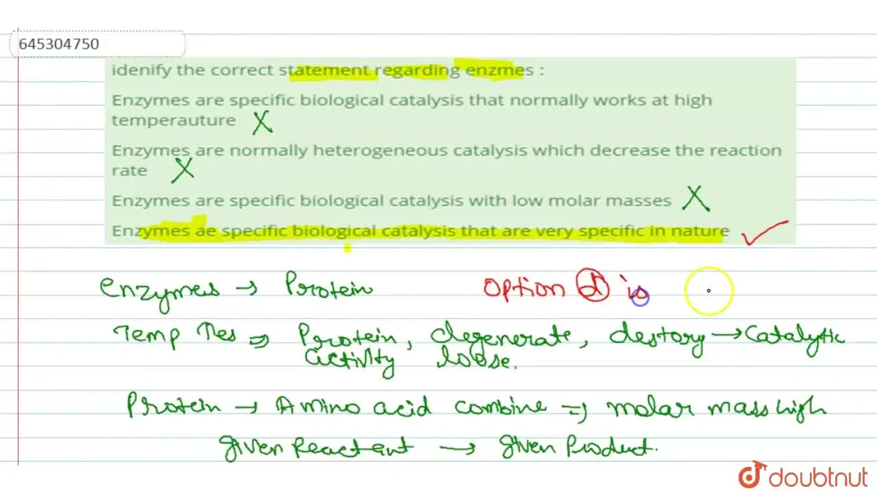 [Punjabi] Enzymes are specific biological catalysis with low molar mas