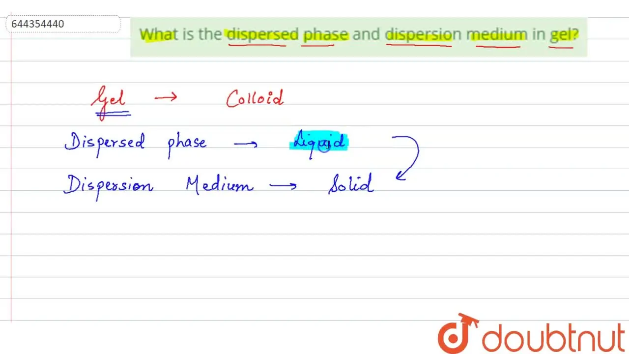 What is the dispersed phase and dispersion medium in gel?