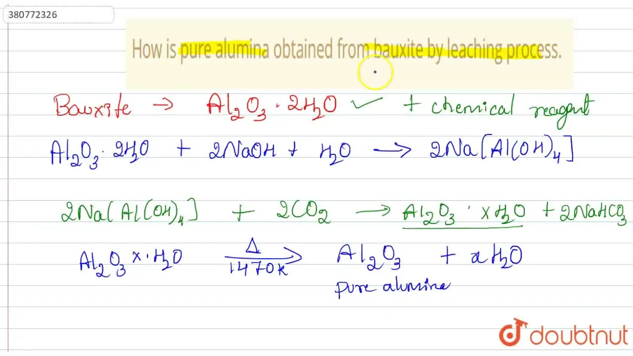 [Kannada] How is pure alumina obtained from bauxite by leaching proces