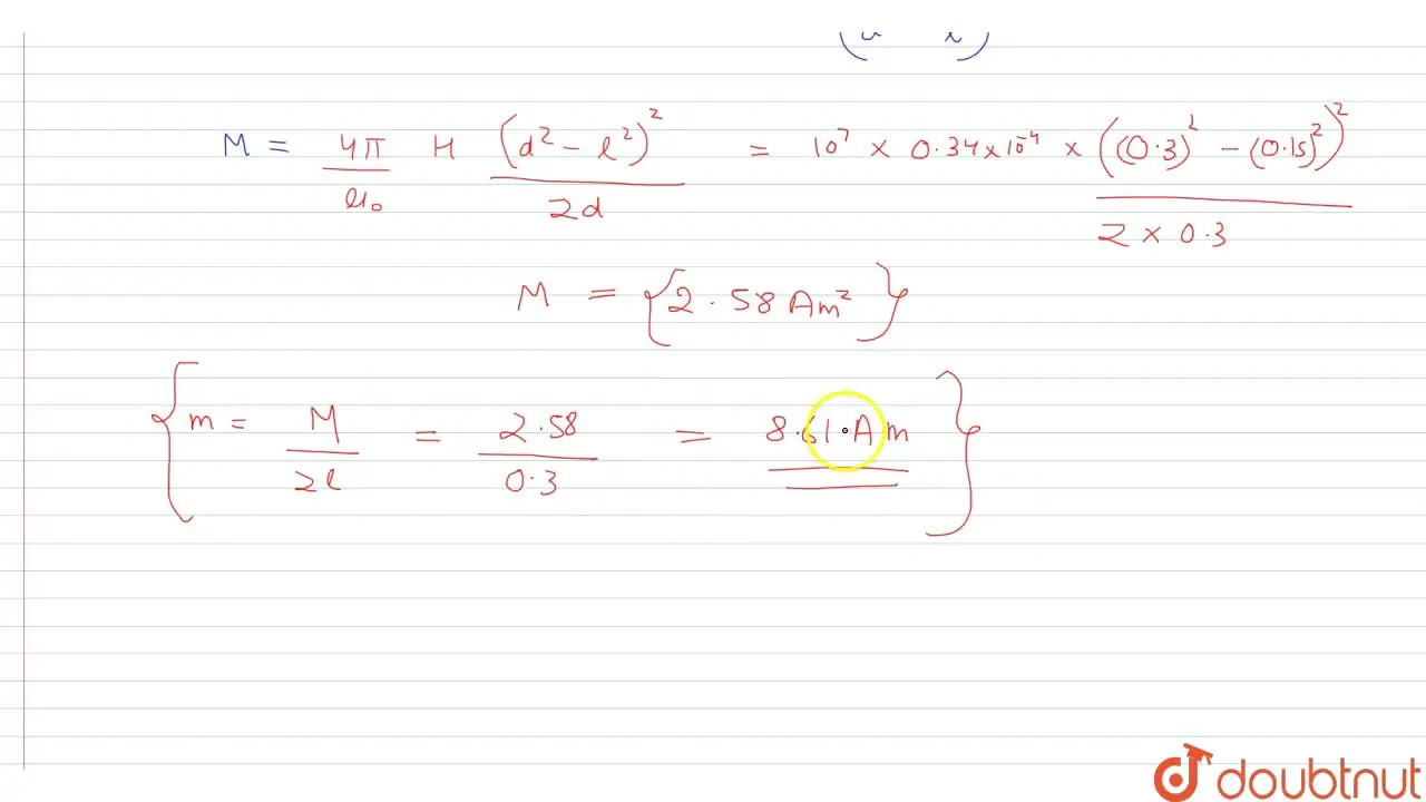 A bar 30cm long is placed in meridian with its north p