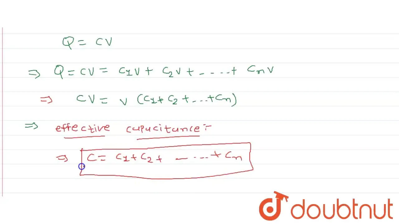 [Gujrati] Obtain The Formula For The Effective Capacitance Of The Par