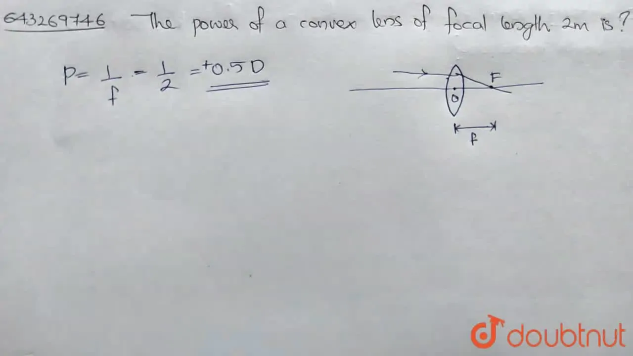 [Malayalam] The power of a convex lens of focal length 2 m is