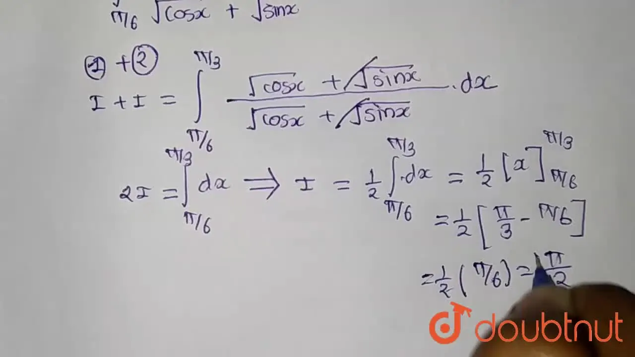 [Gujrati] Evaluate Int(pi/6)^(pi/3)(dx)/(1+sqrt(tanx))