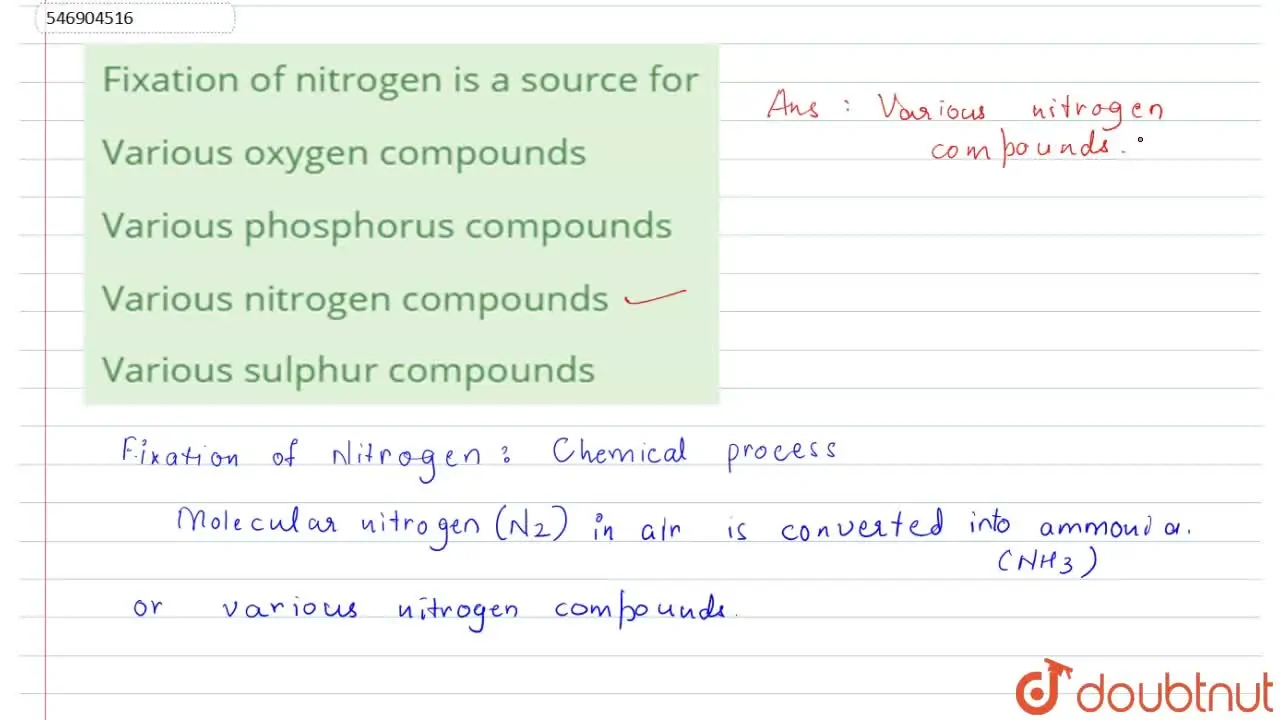[Kannada] Fixation of nitrogen is a source for