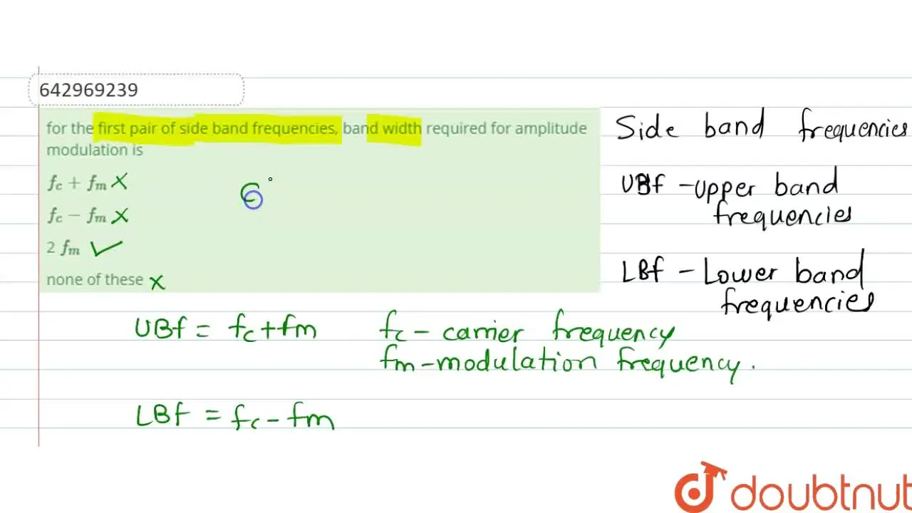 [Marathi] for the first pair of side band frequencies, band width requ
