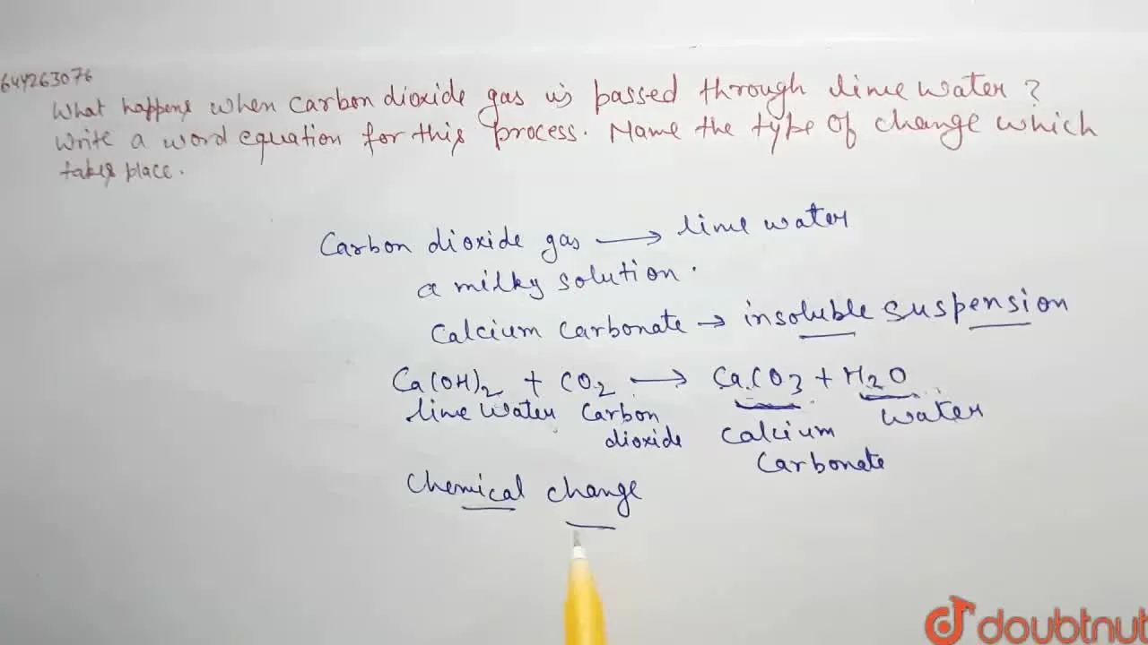 What happens when carbon dioxide gas is passed through lime water ? Wr