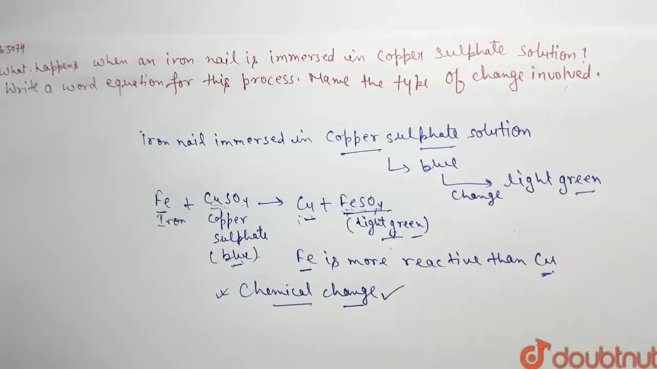 Reaction between copper sulfate and iron | MEL Chemistry