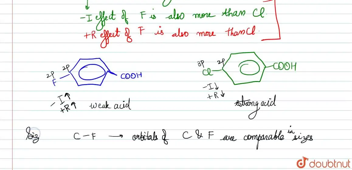 Fluorine is more electronegative than chlorine but pfluorobenzoic aci