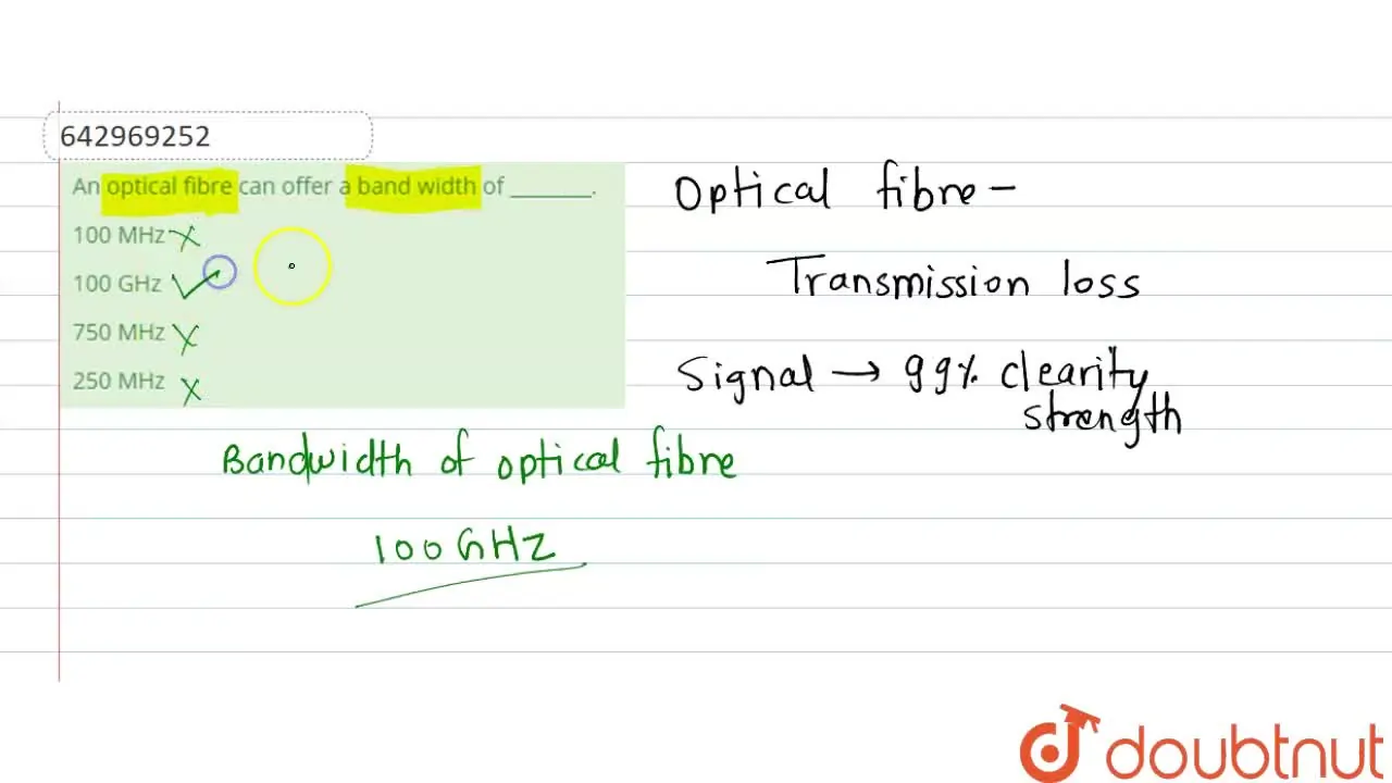 [Marathi] An optical fibre can offer a band width of