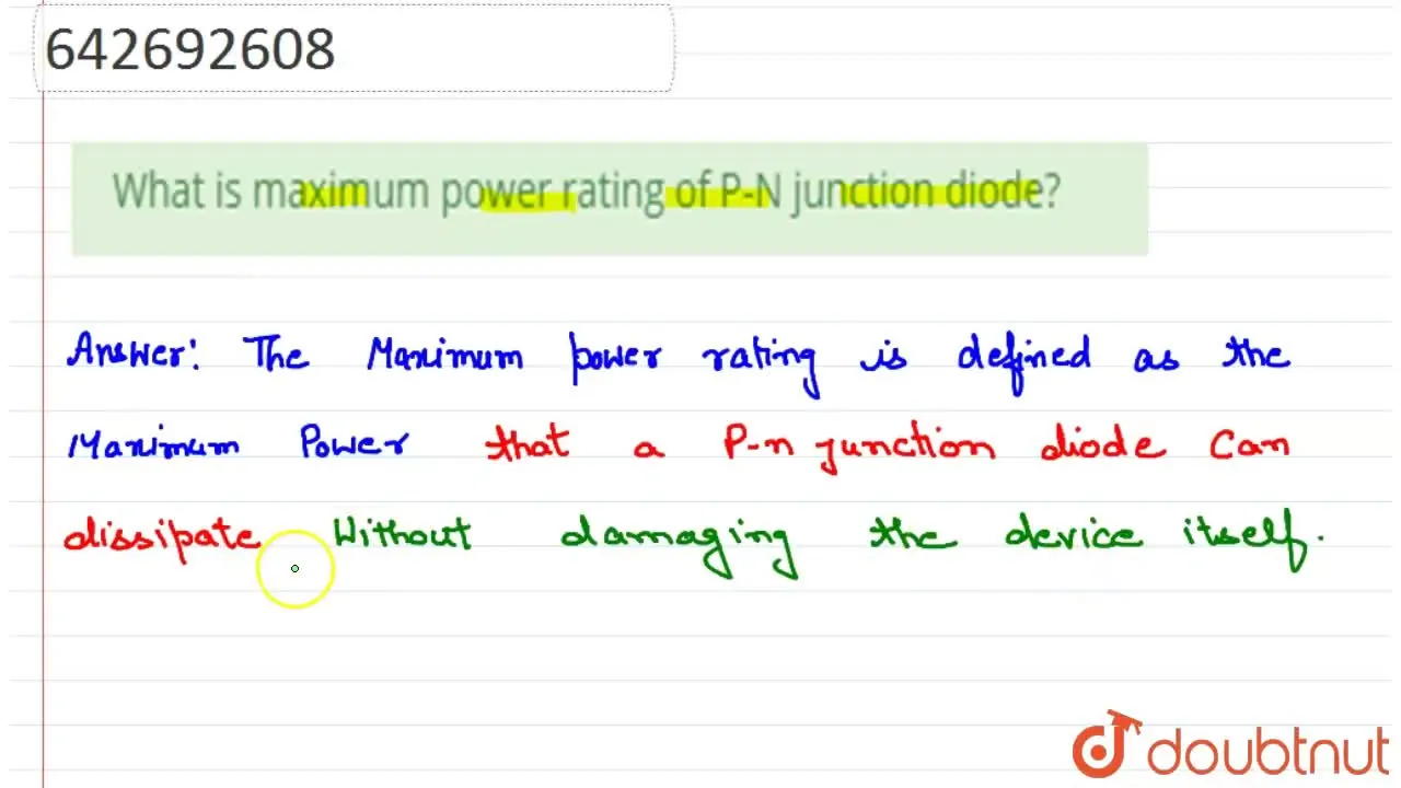[Punjabi] What is maximum power rating of PN junction diode?