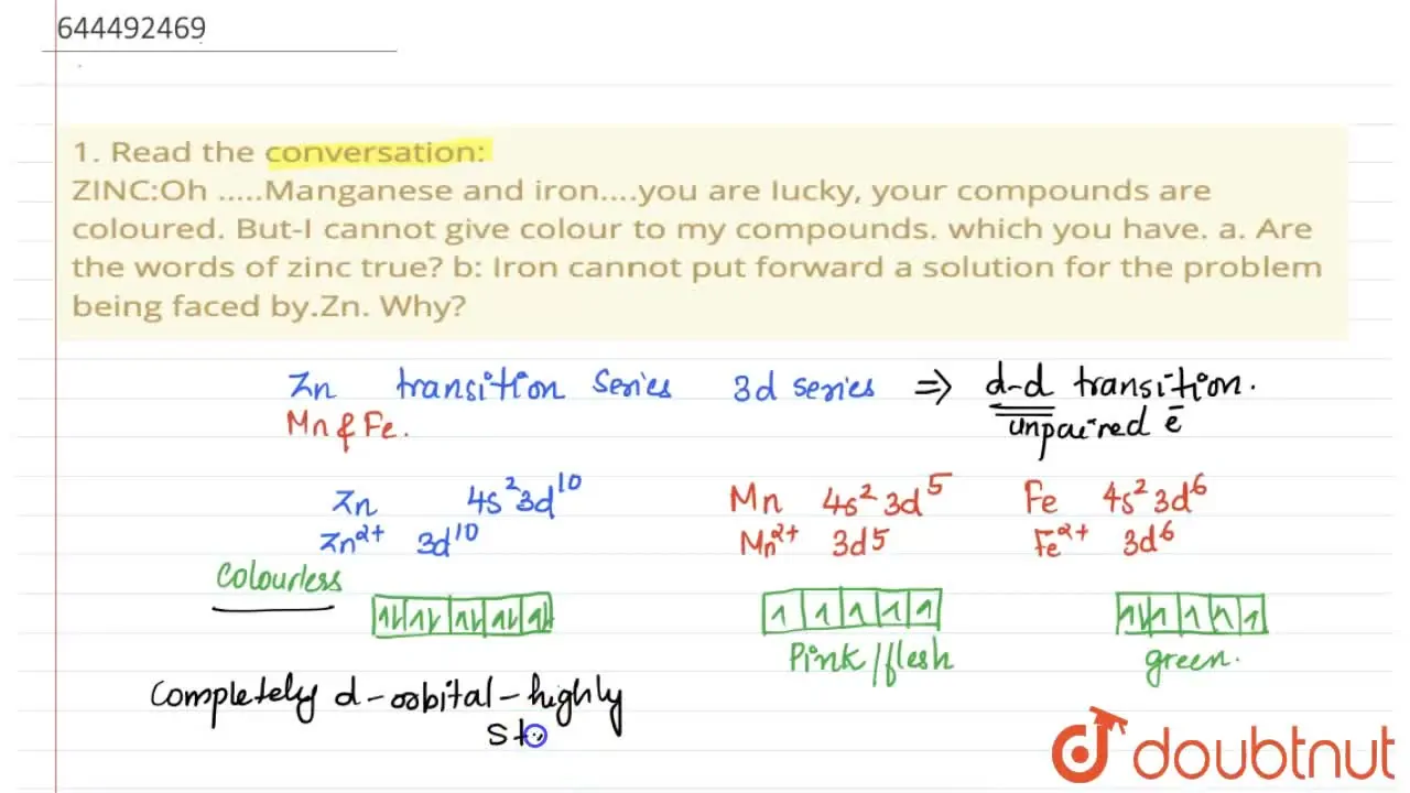 [Malayalam] 1. Read the conversation ZINCOh …..Manganese and iron..