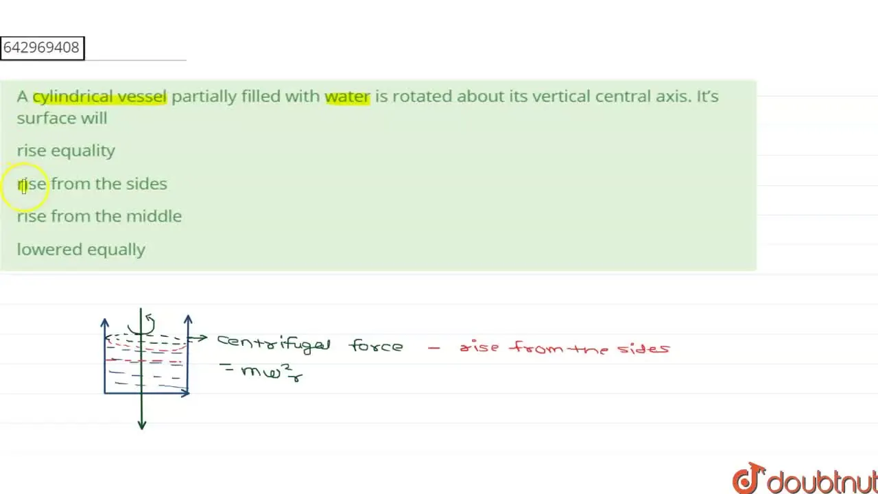 [Marathi] A cylindrical vessel partially filled with water is rotated