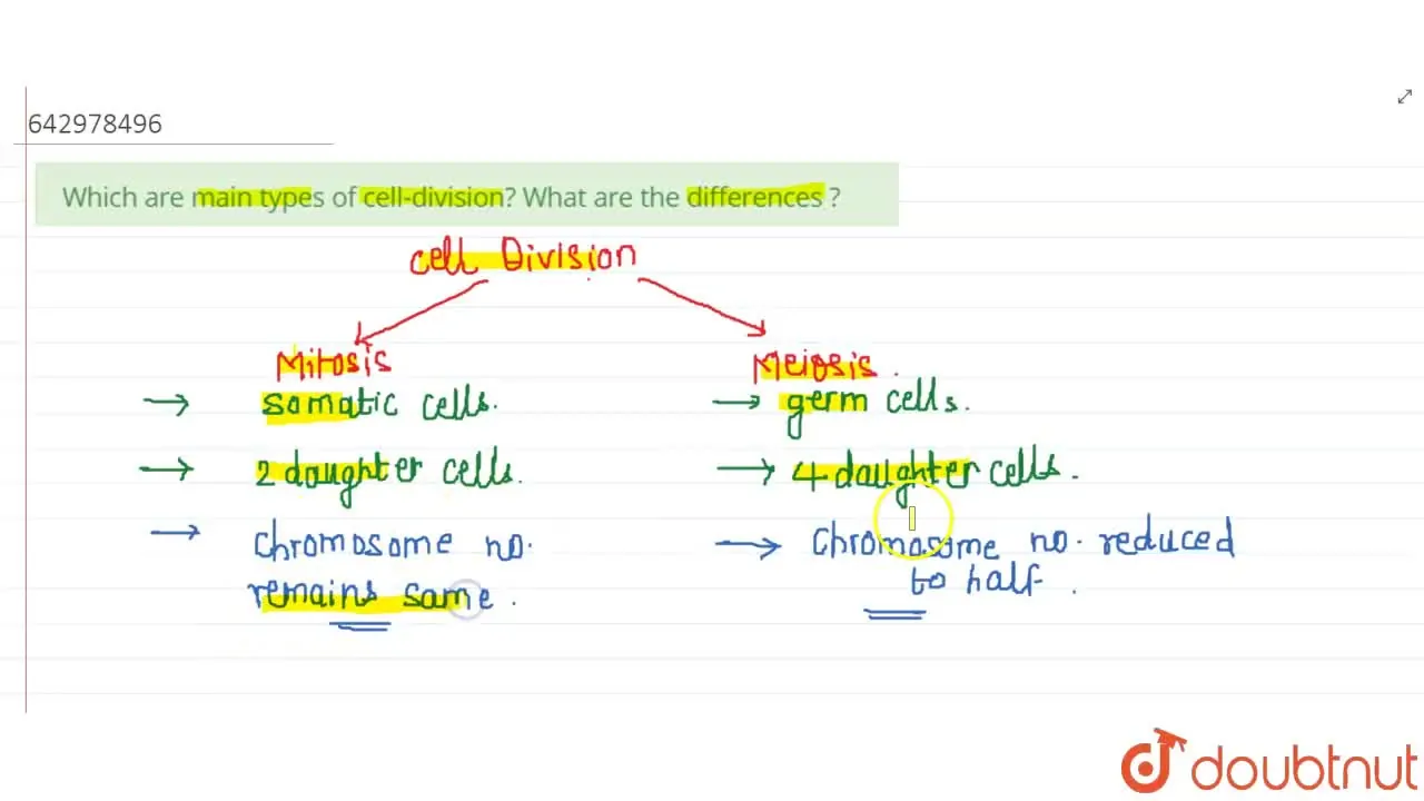 [Marathi Solution] Which are main types of cell-division? What are the