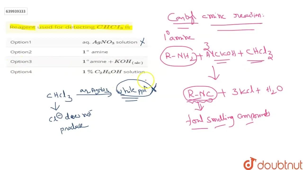 [Telugu] Reagent used for detecting CHCI3 is