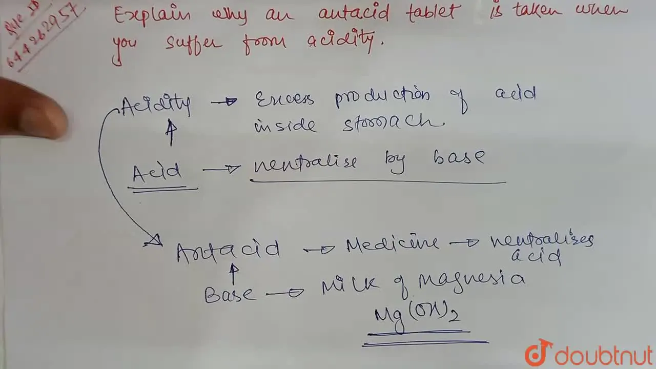 Explain why, an antacid tablet is taken when you suffer from acidity.