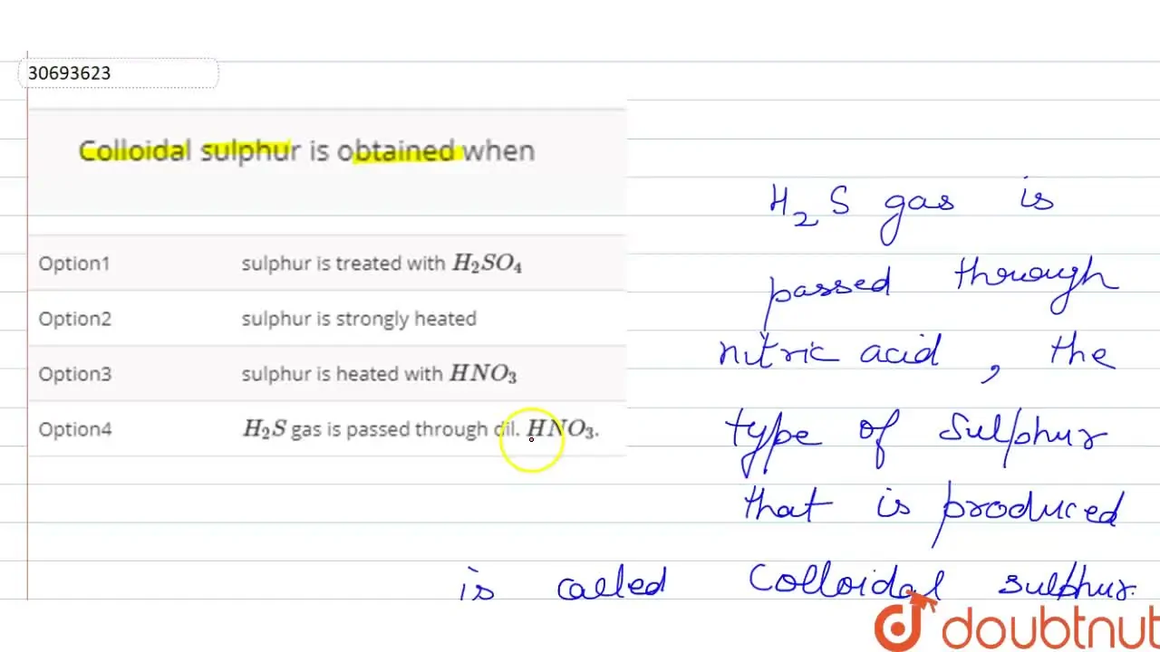 Colloidal sulphur is obtained when