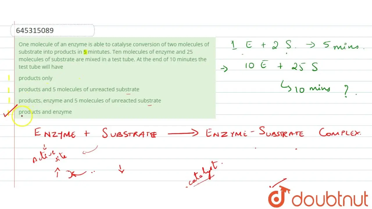 [Kannada Solution] One molecule of an enzyme is able to catalyse conve