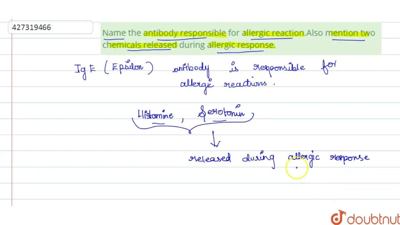 [Tamil Solution] Name the antibody responsible for allergic reaction.A